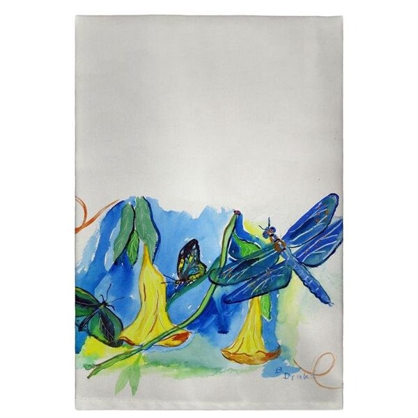 Betsy Drake Betsy Drake GT813 20 x 20 in. Yellow Bells & Dragonfly Guest Towel GT813 - main